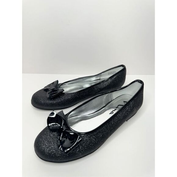 Nina Flats Kids Size 4 Black Slip On Casual Shoes‎ With Bow Ballets - Picture 4 of 11